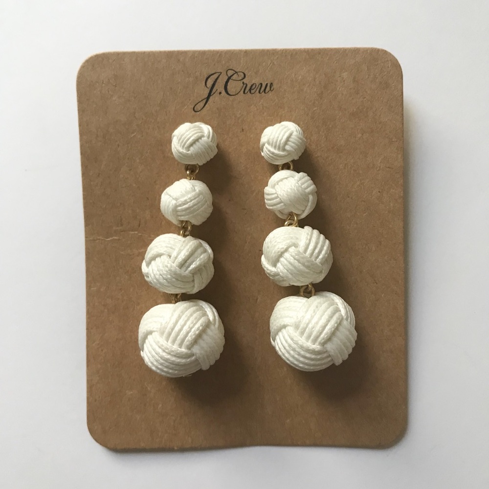 J. Crew Love Knot Drop Earrings in White